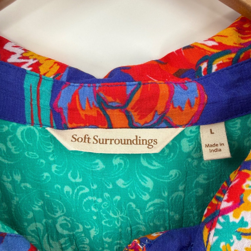 Soft Surroundings Hermosa Tunic Top Large Boho‎ Floral Patchwork Embroidered - Picture 4 of 7